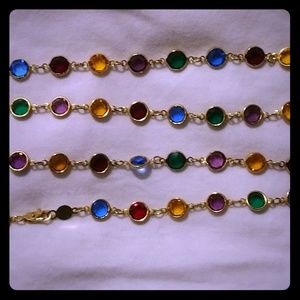 Aurora Borealis bezel set multi colored crystals
